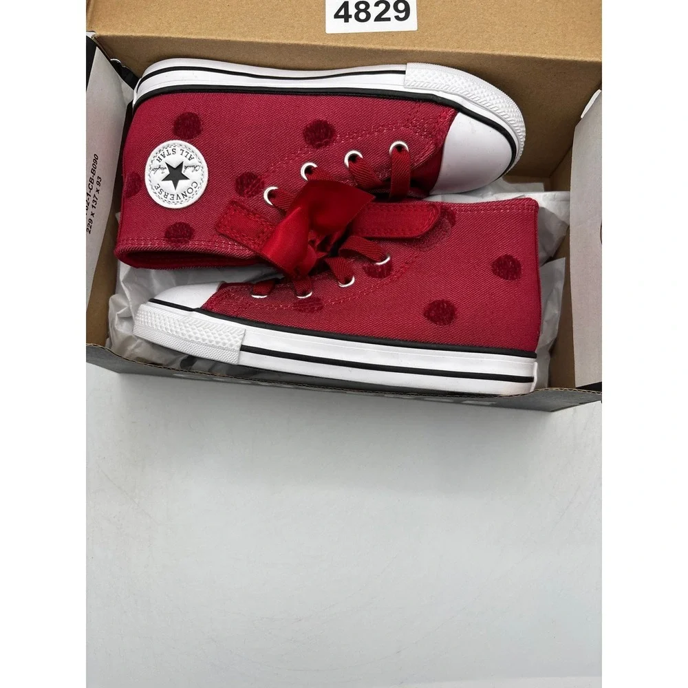 Converse Chuck Taylor All Star 1V Hi Shoes Girls Size 10 Red White Bow A15143F